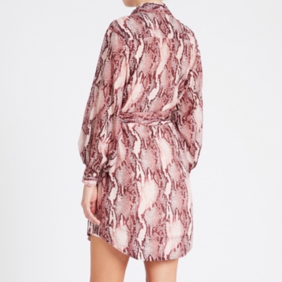 Current Elliott NWT Carmel Python Print Slip & Belted Long Sleeve Dress sz 2 - Picture 12 of 15